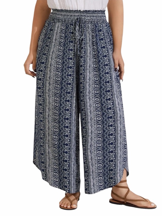 BloomChic Pants - BloomChic Wide Leg Palazzo Pants Plus Size 14/16 Navy White Boho Pull On